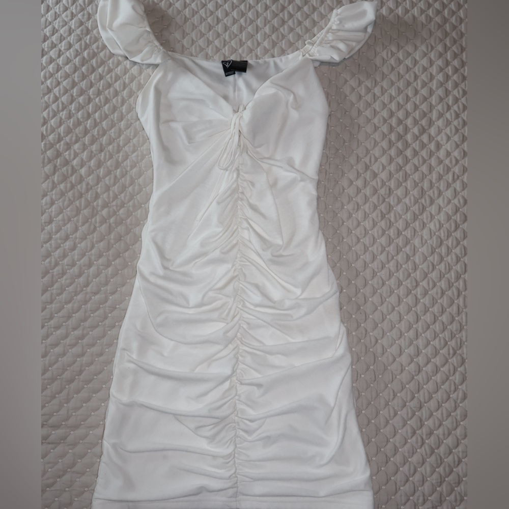 Windsor White Ruched Mini Dress